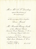 Invitation to the marriage of Doris Dowding and Ronald Snell